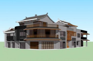 Sketchup商业模型|多层商业楼，新中式风格-BIM建筑网