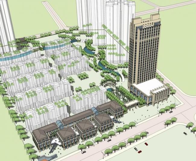 Sketchup办公模型|高层办公楼，新古典风格