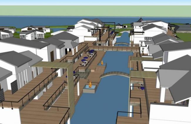 Sketchup酒店模型|多层度假村别墅，商务办公，中式风格