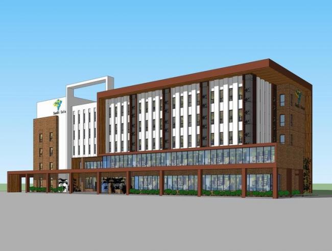 Sketchup办公模型|多层小型办公楼立面，现代风格