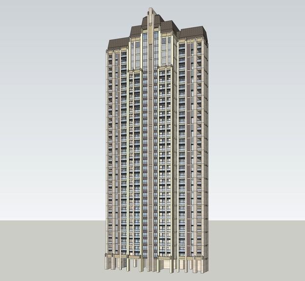 Sketchup住宅模型|高层住宅，法式风格，新古典风格，居住建筑
