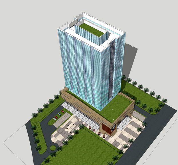 Sketchup办公模型|高层办公楼，现代风格