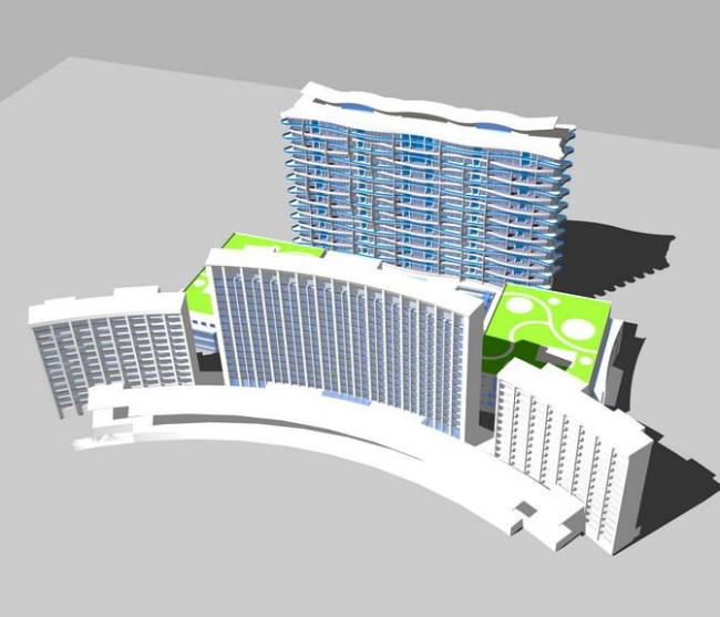 Sketchup办公模型|高层政府办公楼，现代风格