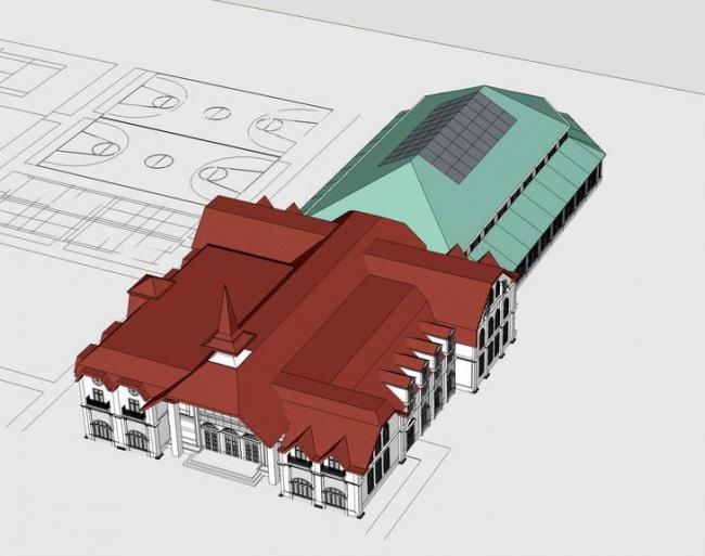 Sketchup体育馆模型|东南亚风格，古典风格，多层体育中心