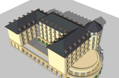 Sketchup酒店模型|多层拐角酒店，法式风格，古典风格-BIM建筑网