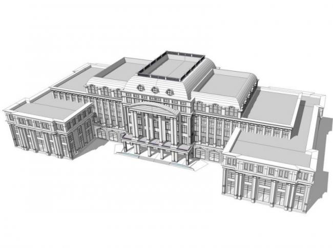 Sketchup办公模型|多层外事大楼，办公建筑，法式风格，古典风格