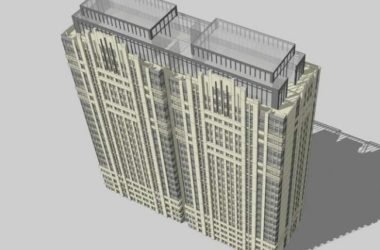 Sketchup住宅模型|高层住宅，Artdeco风格，居住建筑-BIM建筑网