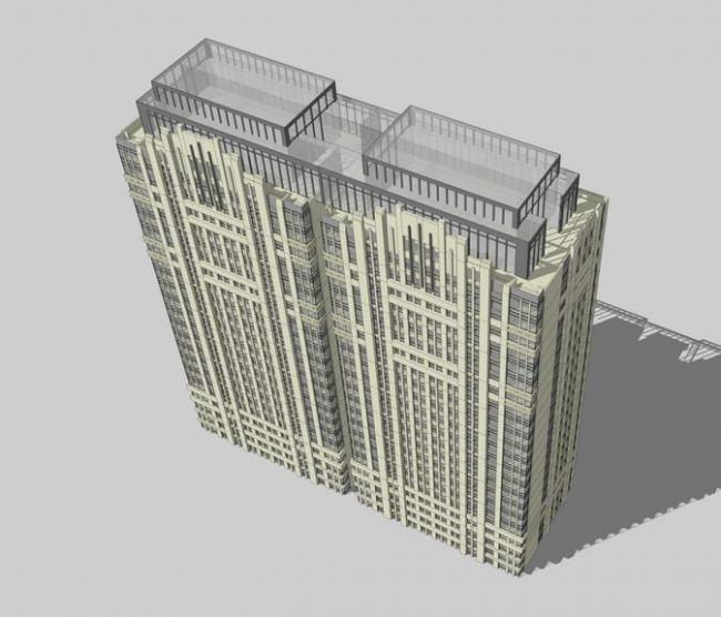 Sketchup住宅模型|高层住宅，Artdeco风格，居住建筑