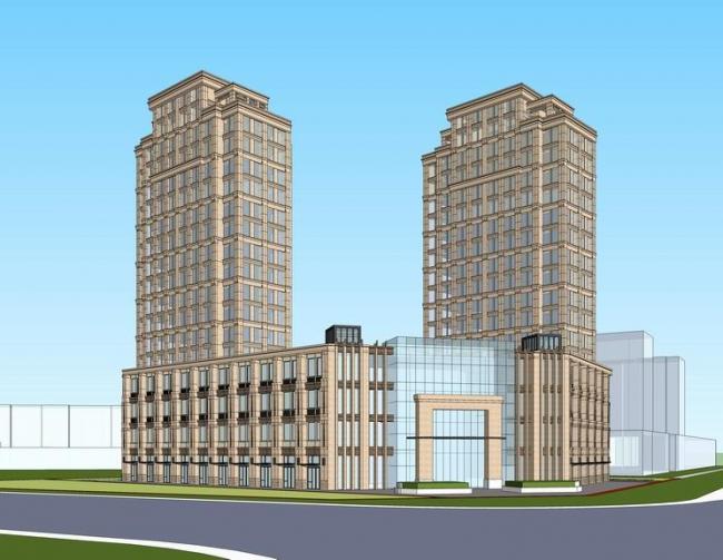 Sketchup住宅模型|高层住宅商住楼，新古典风格，底层商业，居住建筑