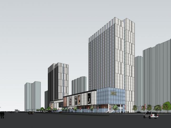 Sketchup综合体模型|多层高层混合商业综合体，高层办公，现代风格