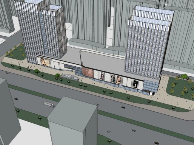 Sketchup综合体模型|多层高层混合商业综合体，高层办公，现代风格