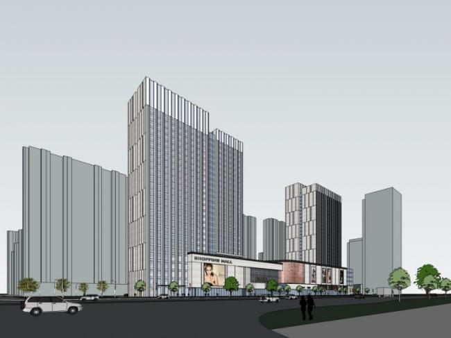 Sketchup综合体模型|多层高层混合商业综合体，高层办公，现代风格