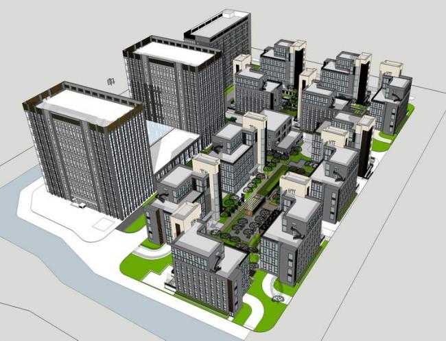 Sketchup住宅模型|商住楼，多层住宅，现代风格