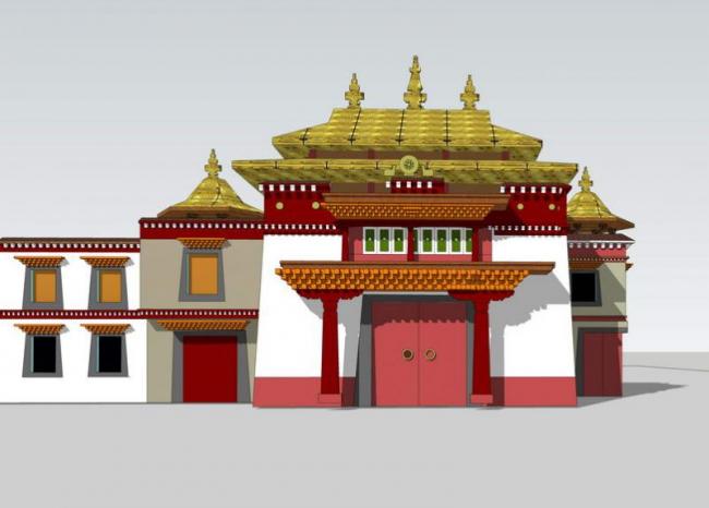 Sketchup古建筑模型|西藏风格建筑，古建