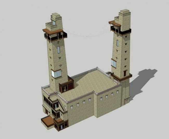 Sketchup古建筑模型|西藏风格建筑，古建