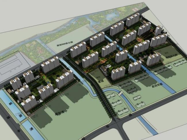 Sketchup住宅模型|多层住宅小区，居住建筑，现代风格