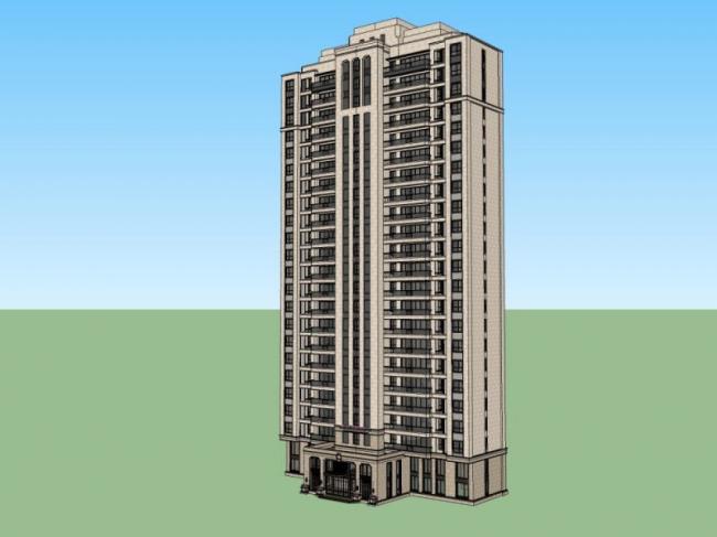 Sketchup住宅模型|高层住宅，居住建筑，新古典风格