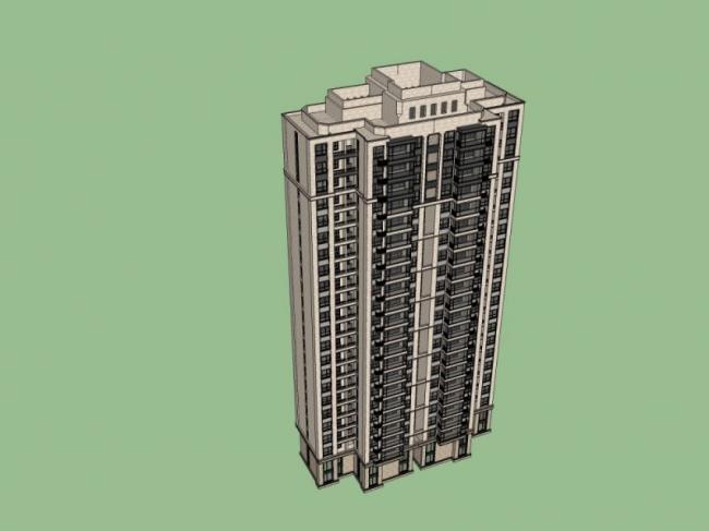 Sketchup住宅模型|高层住宅，居住建筑，新古典风格