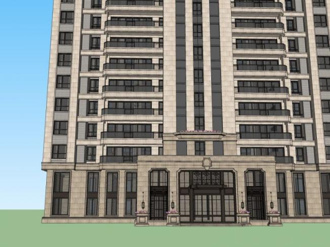 Sketchup住宅模型|高层住宅，居住建筑，新古典风格