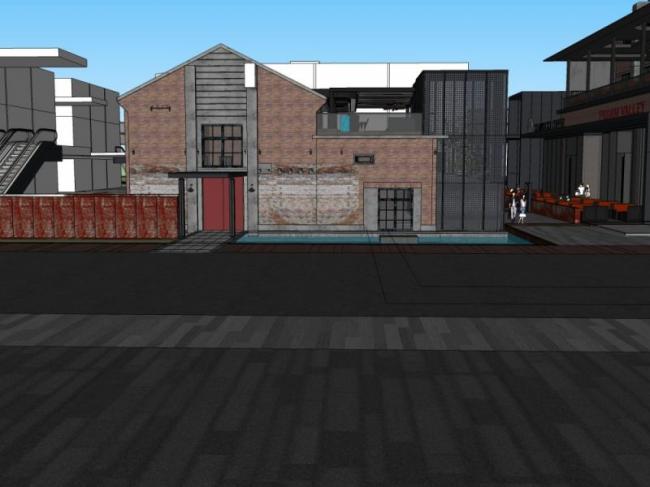 Sketchup商业模型|工厂改造，多层商业，现代风格