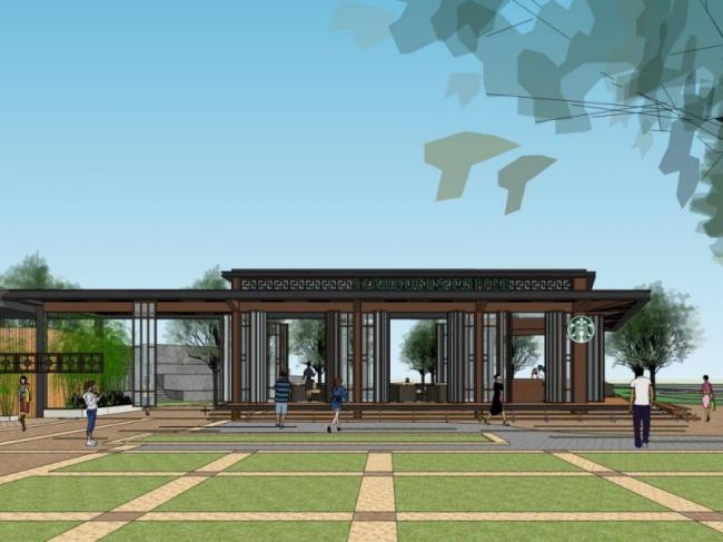 Sketchup商业模型|多层商店，商业建筑，新中式风格