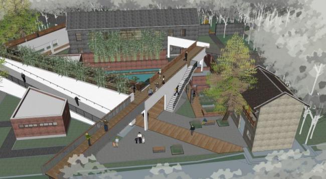 Sketchup文化模型|多层游客中心，新中式风格，文化建筑