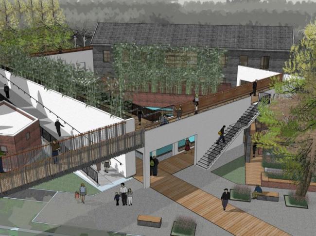 Sketchup文化模型|多层游客中心，新中式风格，文化建筑