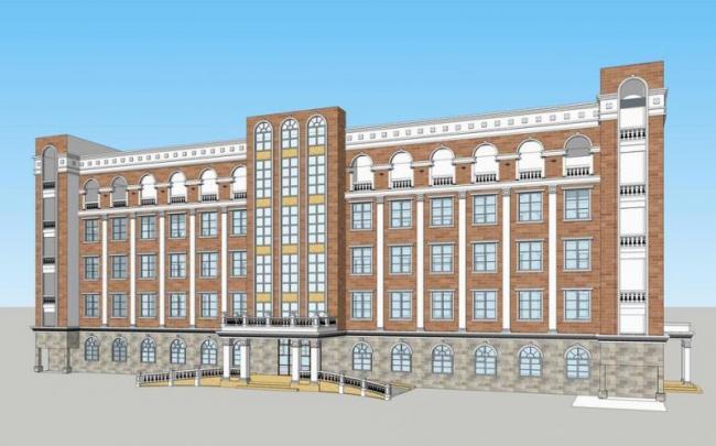 Sketchup酒店模型|多层商务酒店，简欧式风格，古典风格