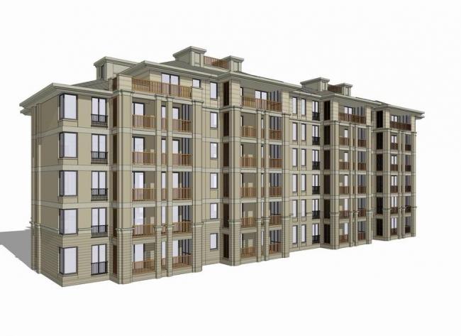 Sketchup住宅模型|简法式多层住宅，古典风格，居住建筑