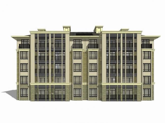 Sketchup住宅模型|简法式多层住宅，古典风格，居住建筑-BIM建筑网