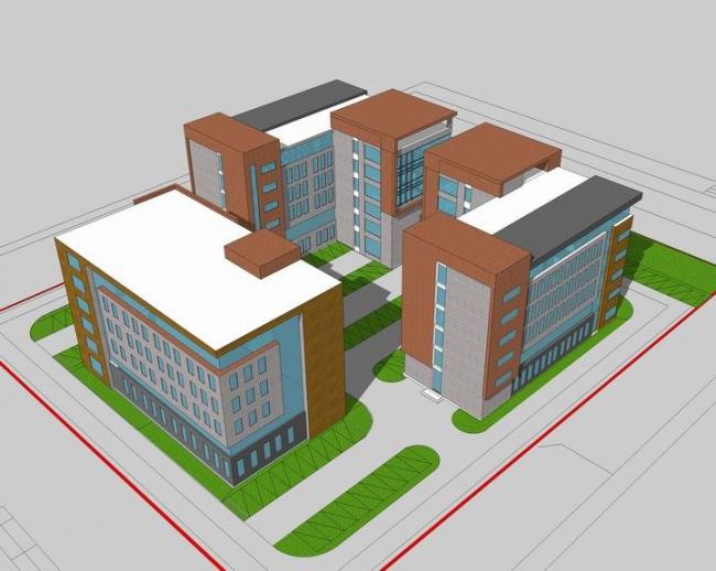 Sketchup办公模型|多层办公楼，现代风格，工业建筑