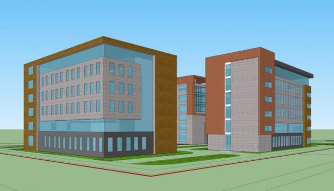 Sketchup办公模型|多层办公楼，现代风格，工业建筑