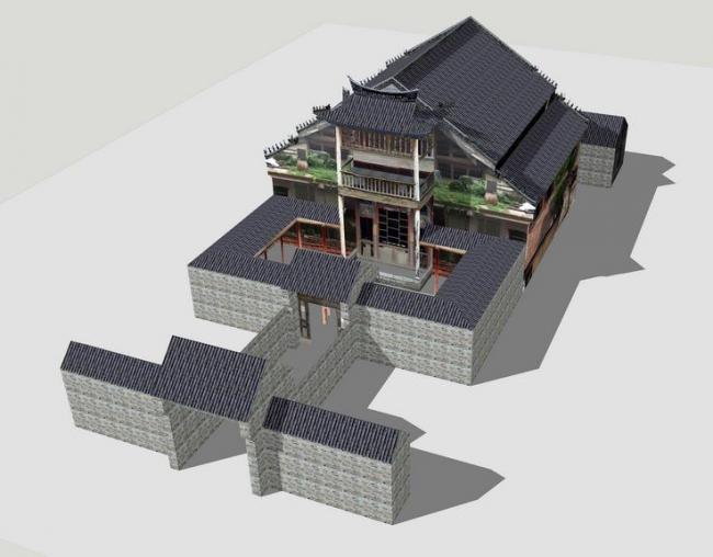 Sketchup古建筑模型|济南升阳观题壁堂，古建，中式风格