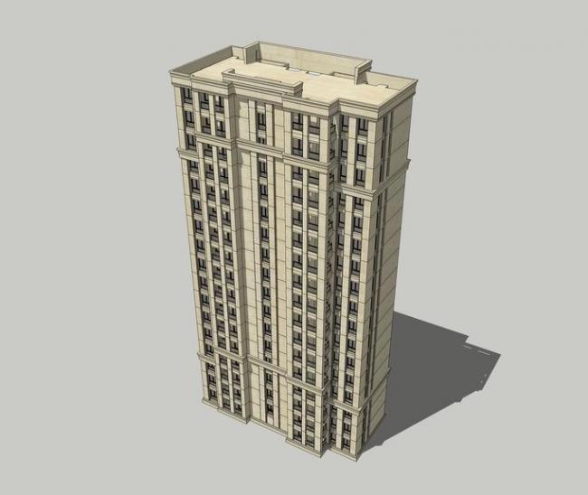 Sketchup住宅模型|高层住宅，居住建筑，新古典风格