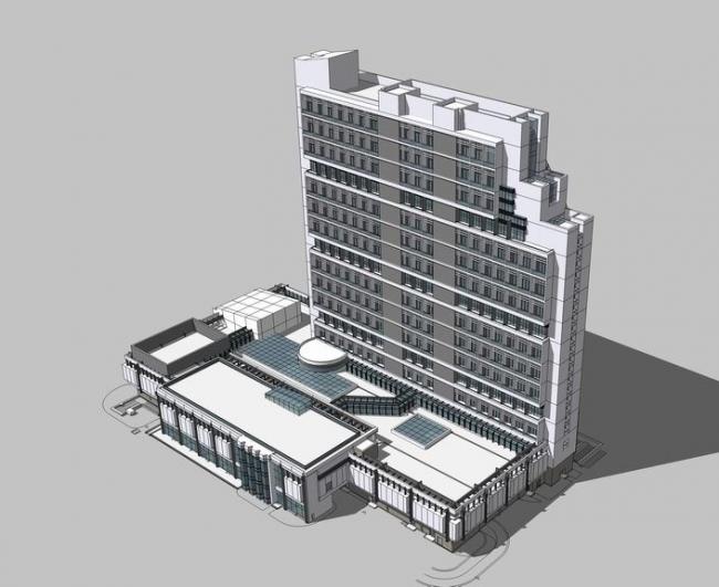 Sketchup住宅模型|商住楼，高层住宅，底层商业，现代风格