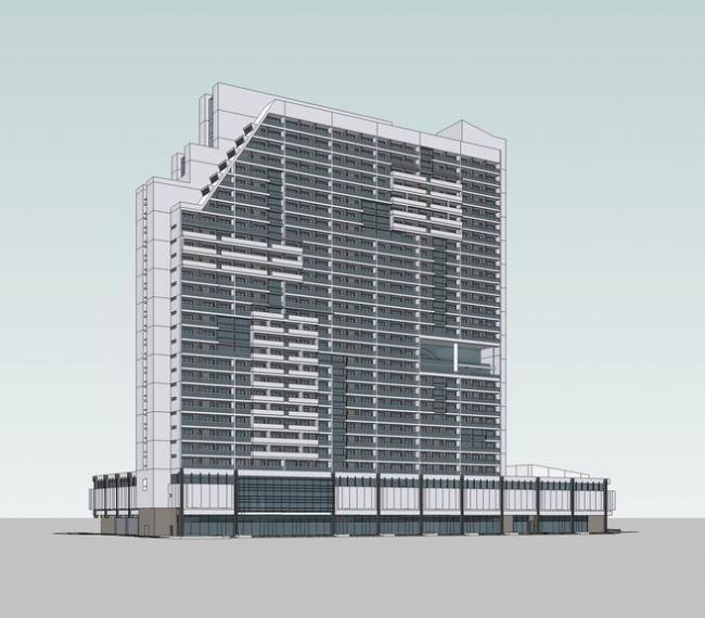 Sketchup住宅模型|商住楼，高层住宅，底层商业，现代风格