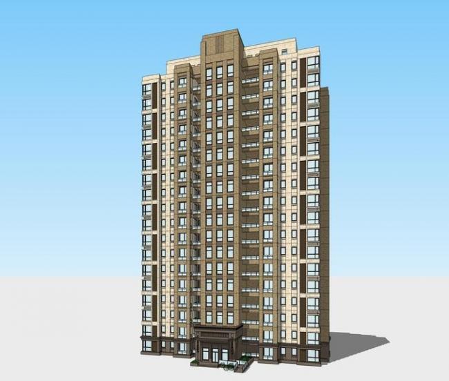 Sketchup住宅模型|高层住宅，新古典风格，居住建筑