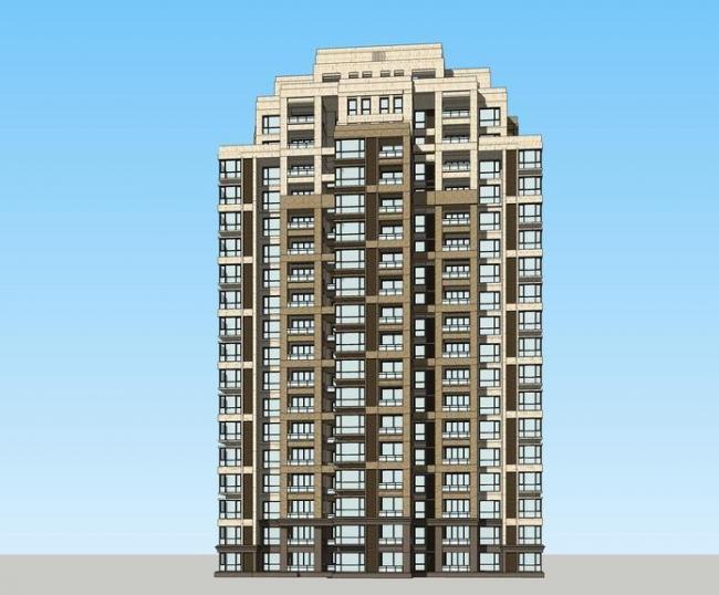 Sketchup住宅模型|高层住宅，新古典风格，居住建筑