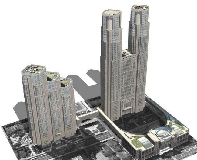 Sketchup办公模型|TokyoMetroGovt，超高层办公，古典风格
