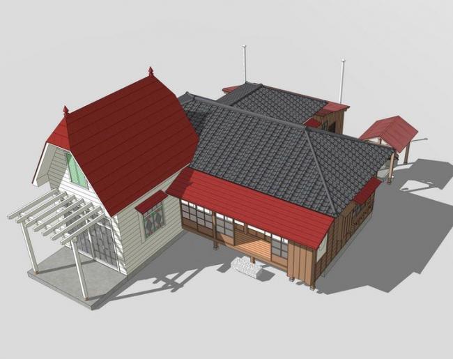 Sketchup住宅模型|KusakabeHouse，多层住宅，居住建筑，古典风格