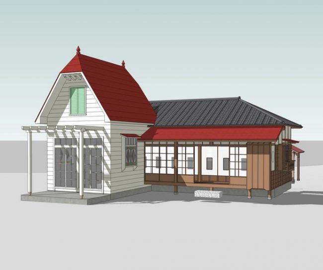 Sketchup住宅模型|KusakabeHouse，多层住宅，居住建筑，古典风格