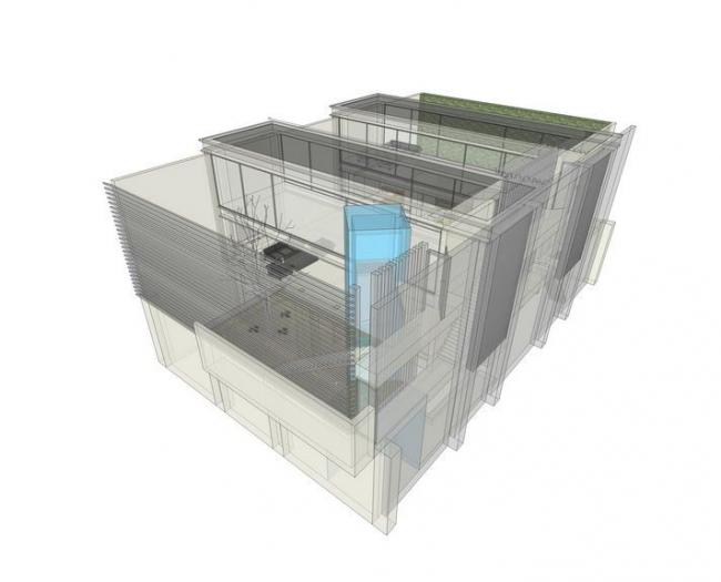 Sketchup住宅模型|坂茂的住宅，多层住宅，现代风格，居住建筑