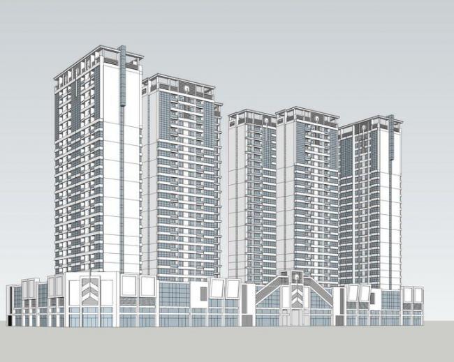 Sketchup住宅模型|斯达住宅，高层住宅，居住建筑，现代风格