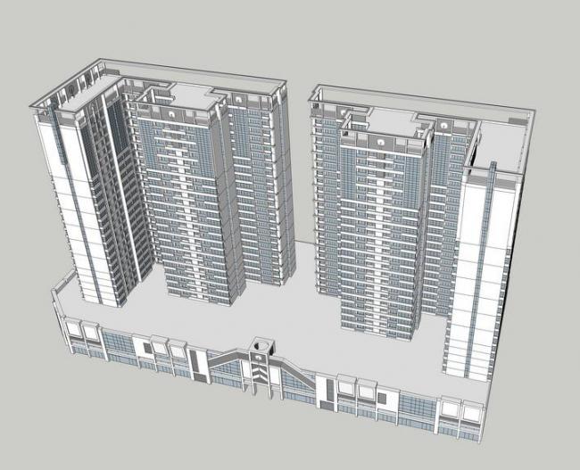 Sketchup住宅模型|斯达住宅，高层住宅，居住建筑，现代风格