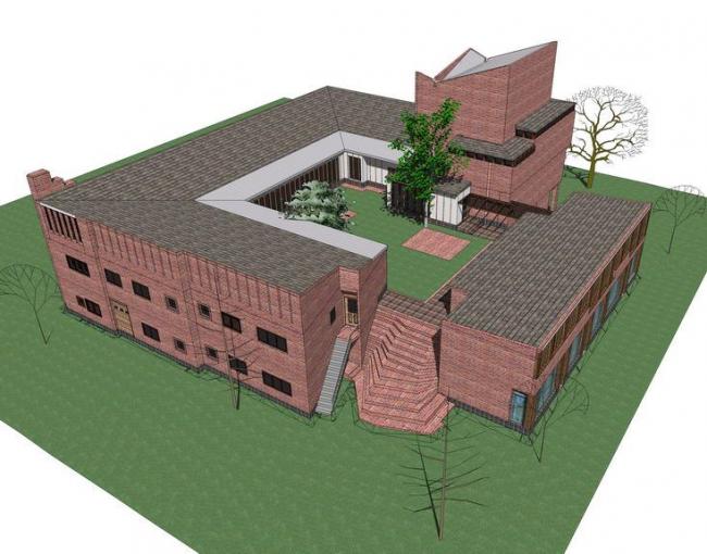 Sketchup文化模型|珊纳特赛罗城镇中心，多层文化建筑，新古典风格