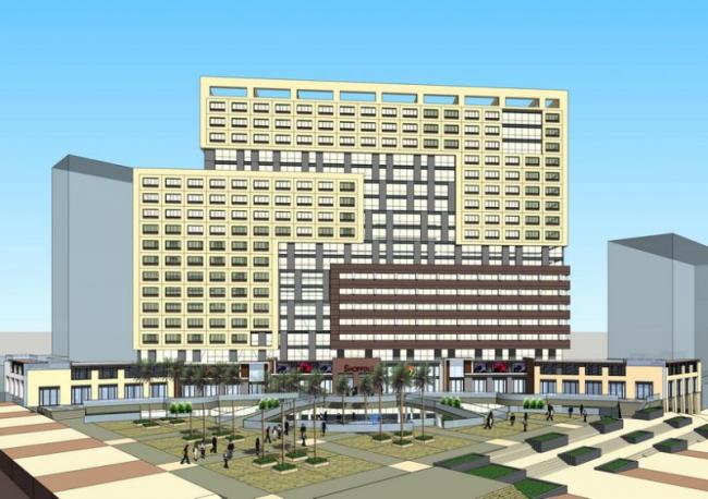 Sketchup住宅模型|高层公寓，居住建筑，底层商业，现代风格