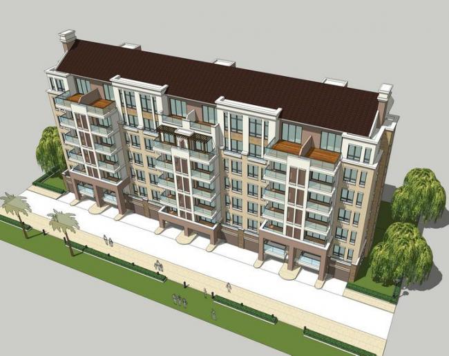 Sketchup住宅模型|多层住宅，居住建筑，西班牙风格，新古典风格