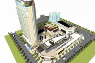 Sketchup办公模型|高层办公楼，底层商业，现代风格-BIM建筑网