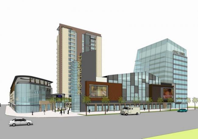 Sketchup办公模型|高层办公楼，底层商业，现代风格