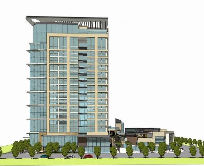 Sketchup办公模型|高层办公楼，底层商业，现代风格